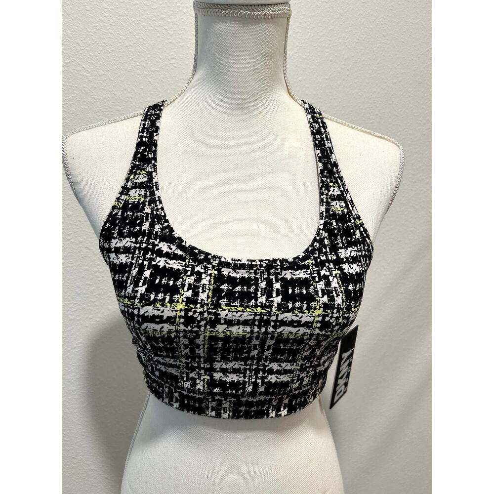 DKNY Sport Womens Strappy Keyhole-Back Zest Boucle Plaid Size Small New B59